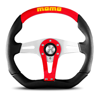 2月9日限定セール【稀少品】MOMO モモ ステアリング レッド ブラック TREK レッド (T-2)