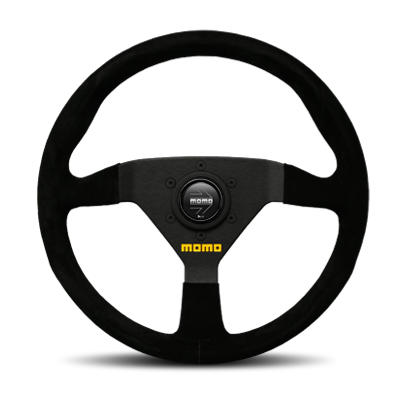 momo ステアリング 3スポーク 黒　スエード仕上げ MOMO モモ ステアリング モデル08 スエード/ブラックスポーク 350mm